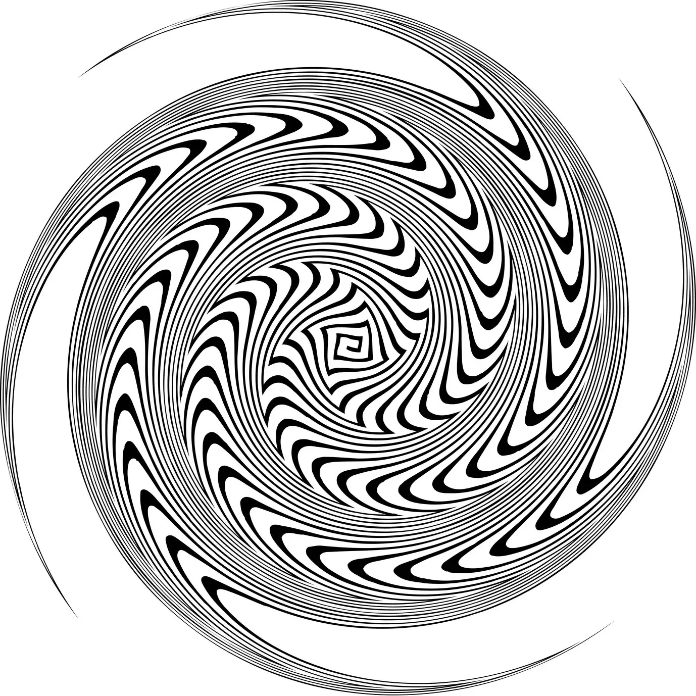 Original mandala dans l'esprit de l'hypnose, donnant une impression de trou au centre. Assez simple à colorier.